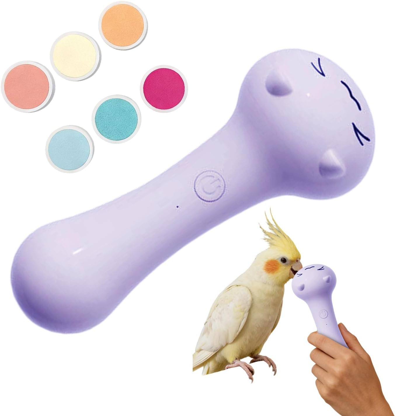 Manon Rosa Bird Nail Grinder front view of purple cat shaped motorized unit