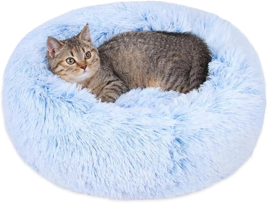 Cat Beds for Indoor Cats - Cat Bed Washable 20/24 inches, Dog Beds for Small Medium Dogs, Anti Anxiety Round Fluffy Plush Faux Fur Pet Bed, Thick Bottom (Pink, Medium) - Image 10