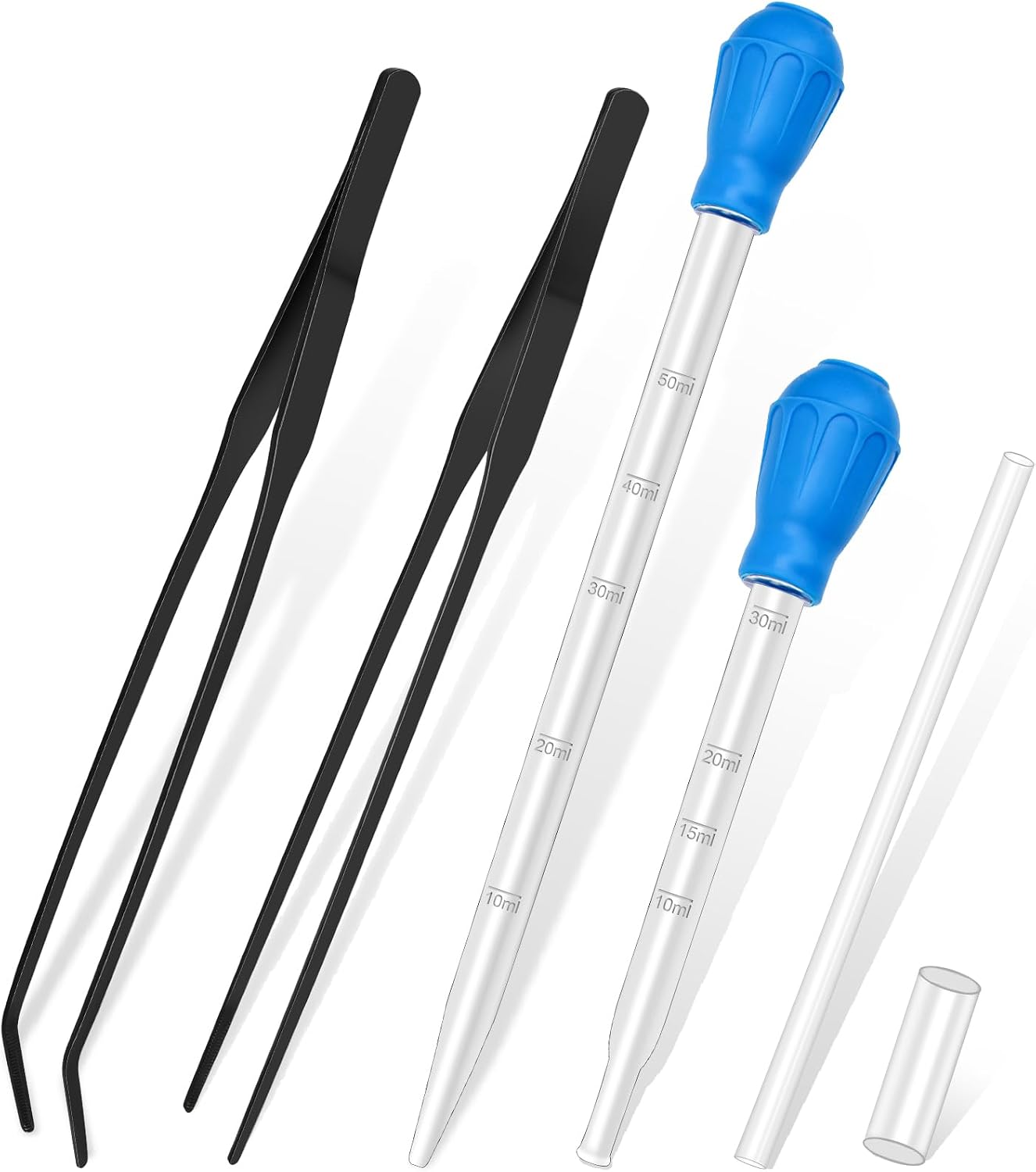 Premium imported five piece marine aquarium maintenance and spot feeding tool kit.