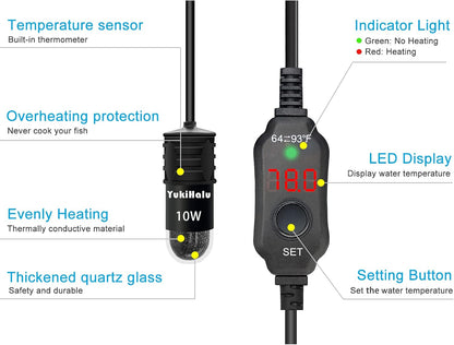 Submersible 10W heater for 1 gallon tank with USB connector