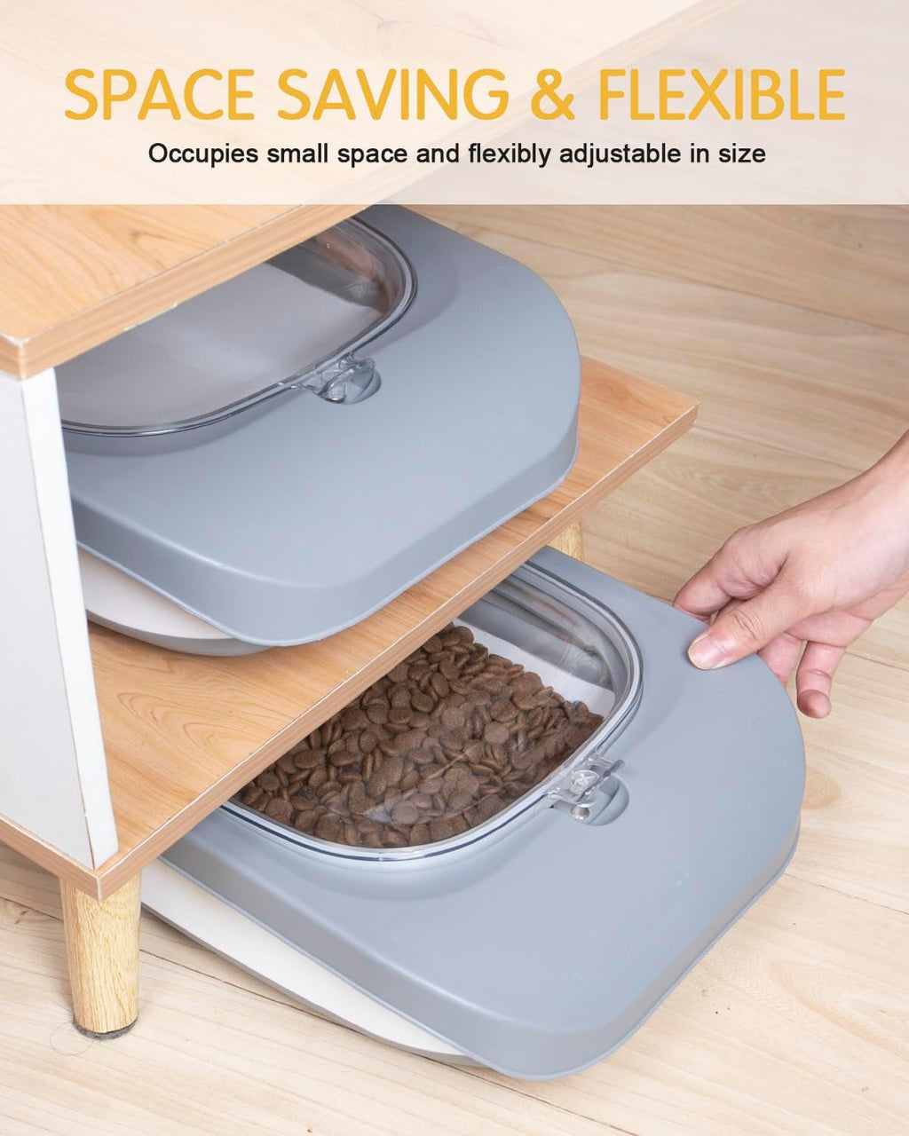 Hoytamdar pet storage bin with included food scoop and bowl