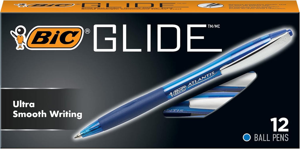 BIC Glide Black Retractable Ballpoint Pens, Medium Point (1.0mm), 12-Count Pack, Ultra Smooth Writing Black Pens - Image 10