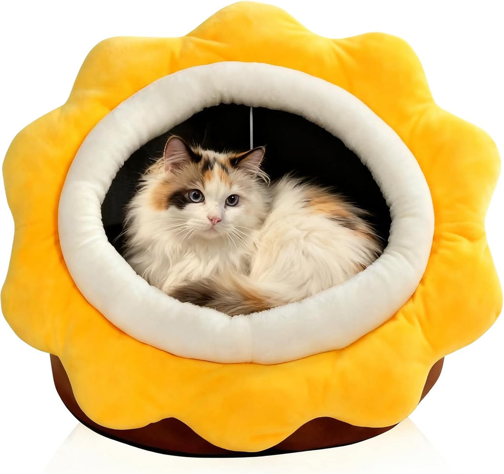 Cat Beds for Indoor Cats - Rabbit-Shaped Cat Cave Bed with Hanging Toy,Super Soft Calming Pet Bed for Kitten&Puppy,Small Dog,Warm Plush&Machine Washable&Removable Cotton Pad,cat Hideaway(Grey M) - Image 12
