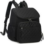 LORADI diaper bag backpack front view in black nylon