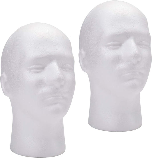 Foraineam male foam mannequin head two pack front view for wig display