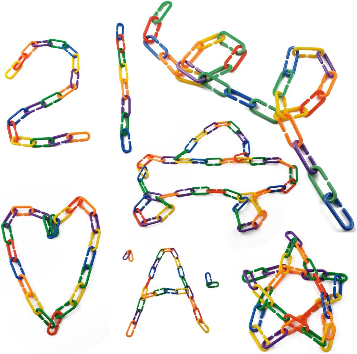RONYOUNG 620PCS Rainbow C-Clips Plastic Chain Links, Bird Swing & Climbing Chain Cage Toy Clips & Hooks, DIY Kids Learning Toys for Classroom, Suitable for Sugar Glider, Rat, Parrot, Bird - Image 5