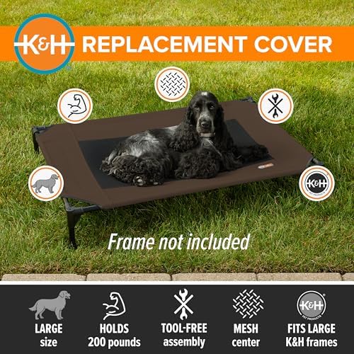 K&H Pet Products cooling pet cot replacement top view demonstrating the wide 42 by 30 inches sleeping surface