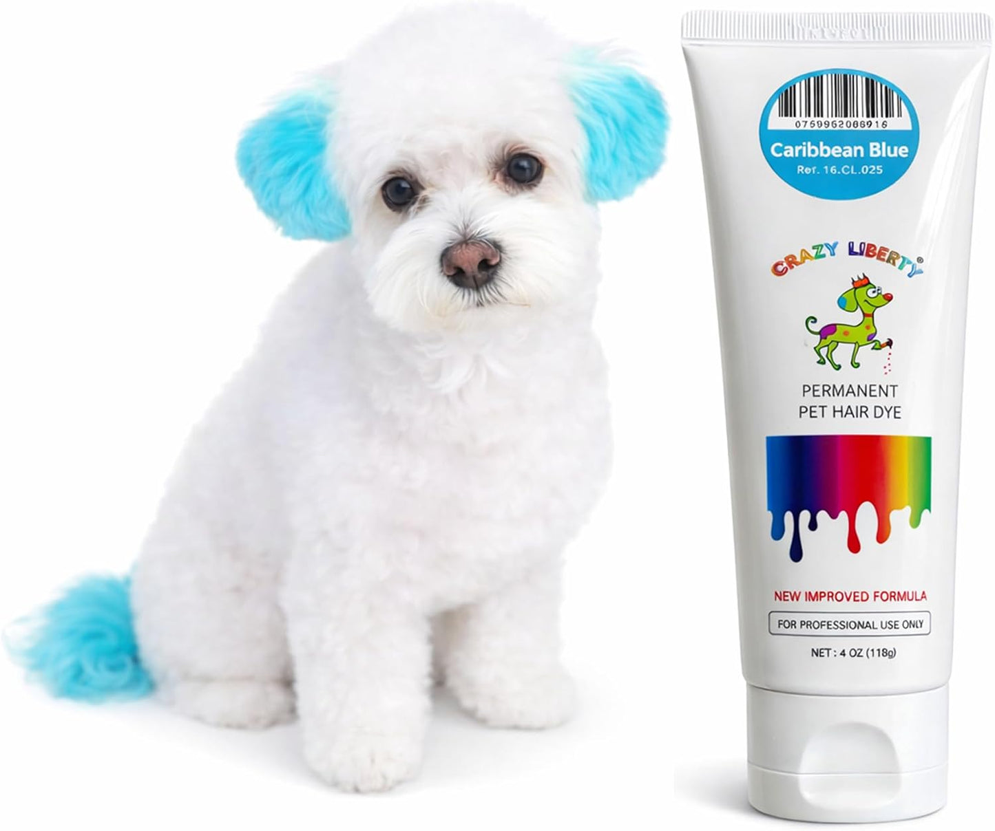 Crazy Liberty branding on pet hair dye packaging