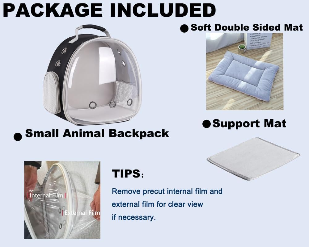 Portable Small Animal Backpack Travel Breathable Pet Carrier Bag Cages for Guinea Pig, Rabbit, Bearded Dragon, Squirrel, Tortoise, Bird, Lizard, Sugar Glider - Image 5