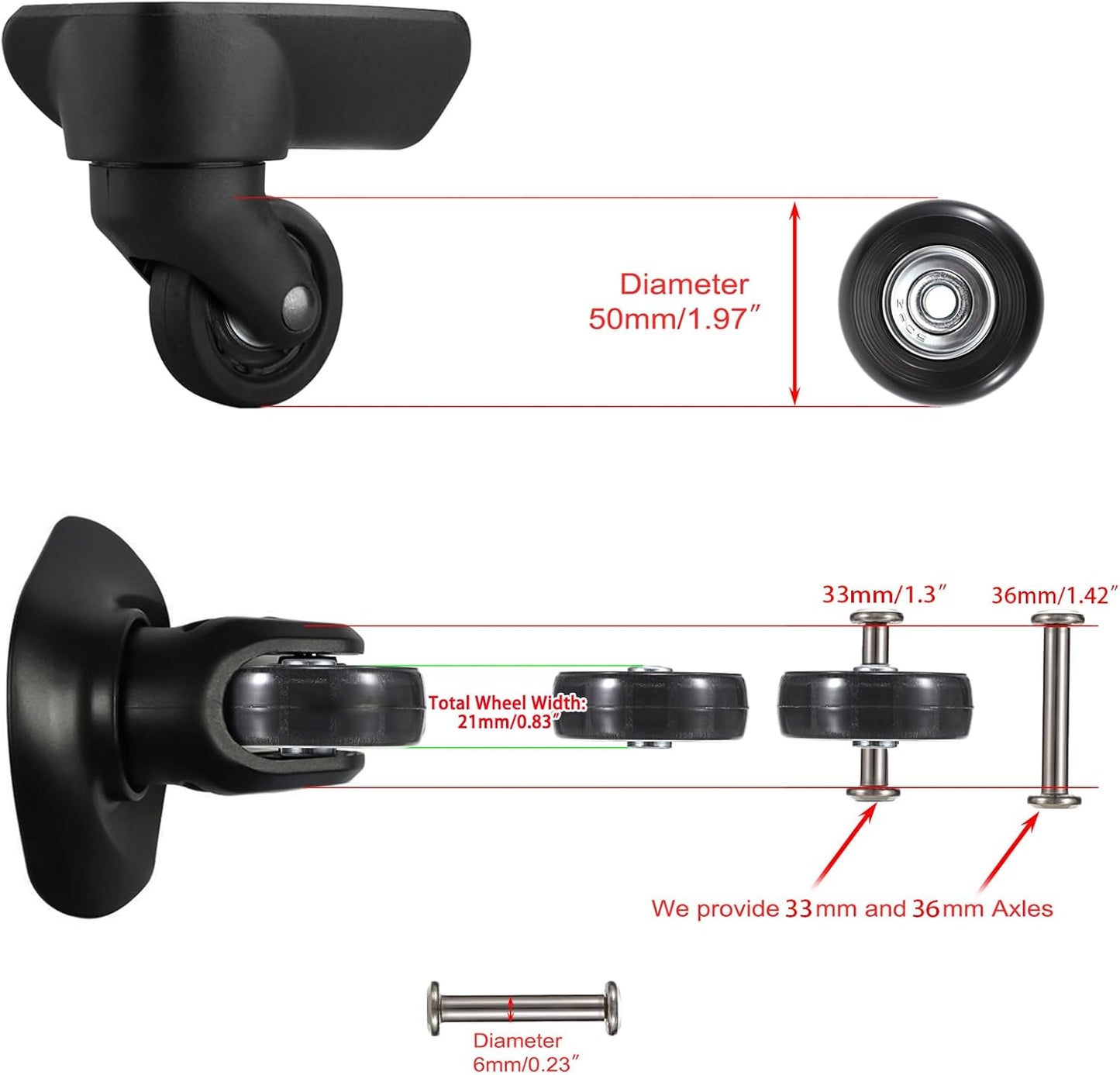 Side profile of OwnMy replacement wheels illustrating the 18mm rim width measurement.