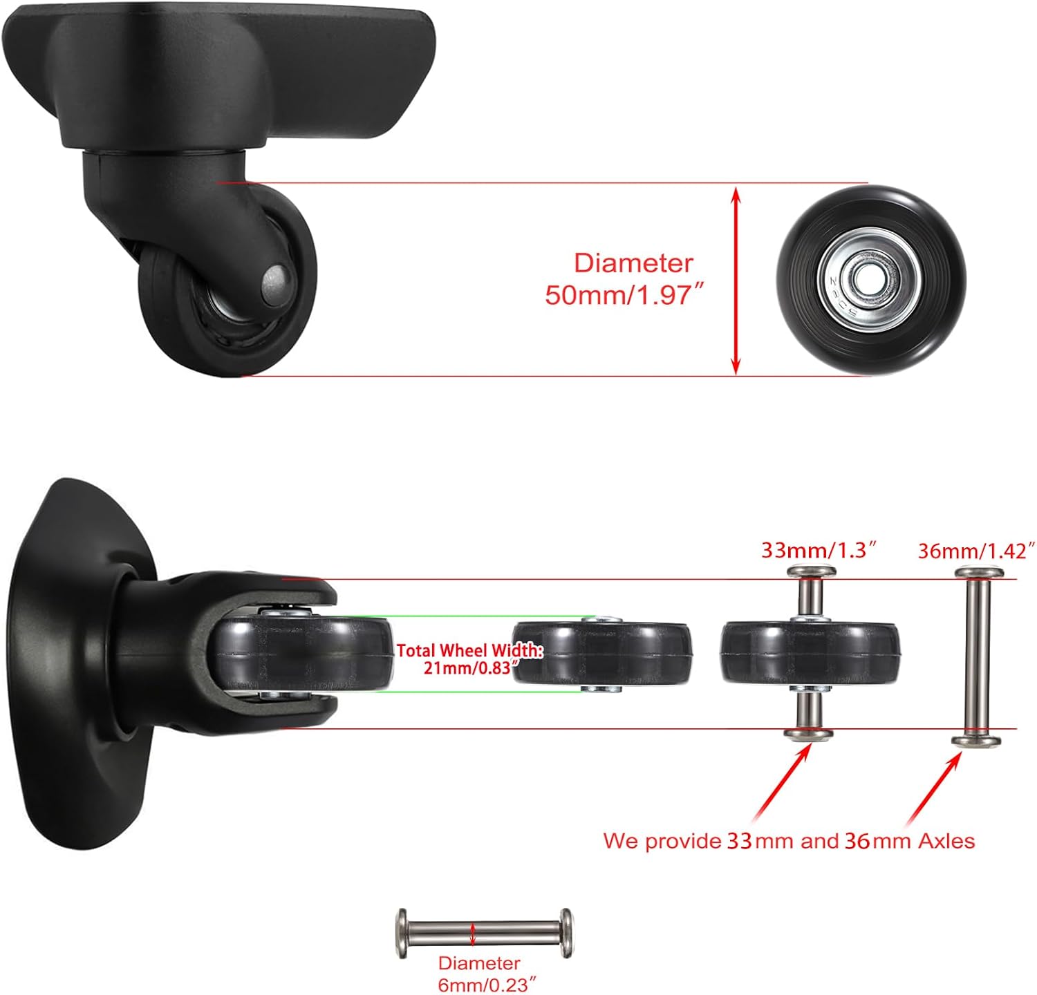 Side profile of OwnMy replacement wheels illustrating the 18mm rim width measurement.