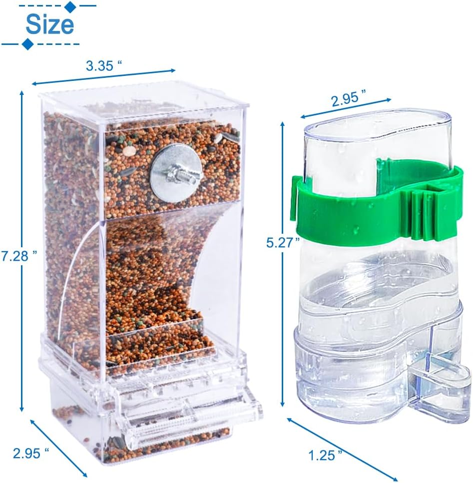 Dual pack automatic bird feeding station for cockatiels and budgies