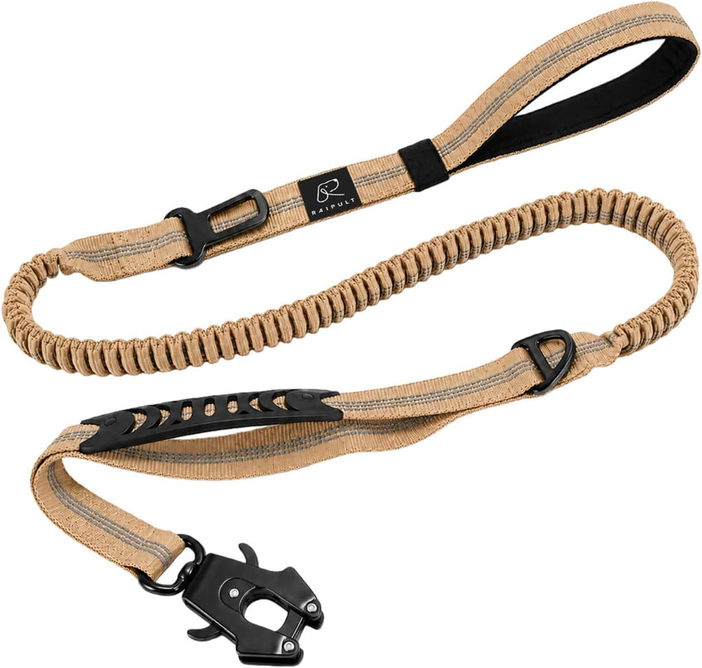 Raipult Tactical Dog Leash Heavy Duty, 4-6FT Shock Absorbing Bungee Leash with Quick Release Clip& 2 Handles, No Pull Waking Lead with Car Seatbelt for Medium Large Dogs that Pull, Black - Image 10