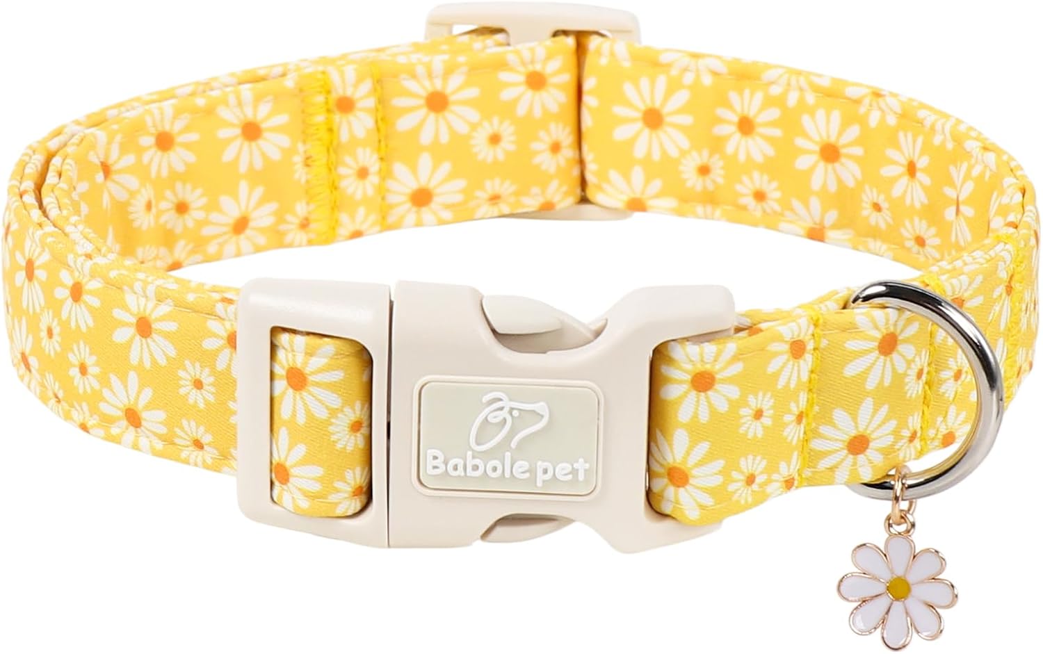 Babole Pet yellow daisy dog collar front view
