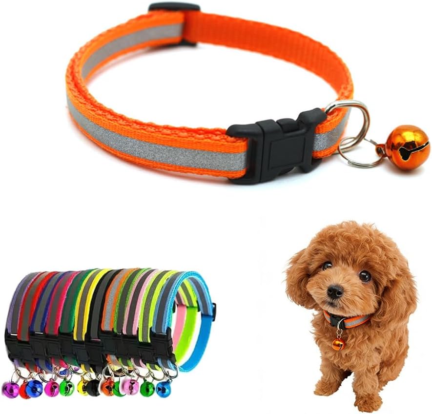 ONEFOJOJO soft nylon puppy collar highlighting the glowing nighttime reflective strip