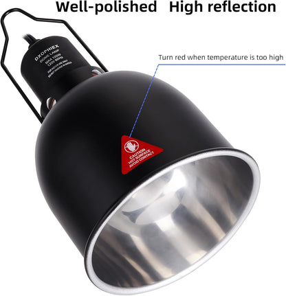 DXOPHIEX 100W maximum reptile lighting fixture displaying the integrated hanging hook and premium ceramic socket.