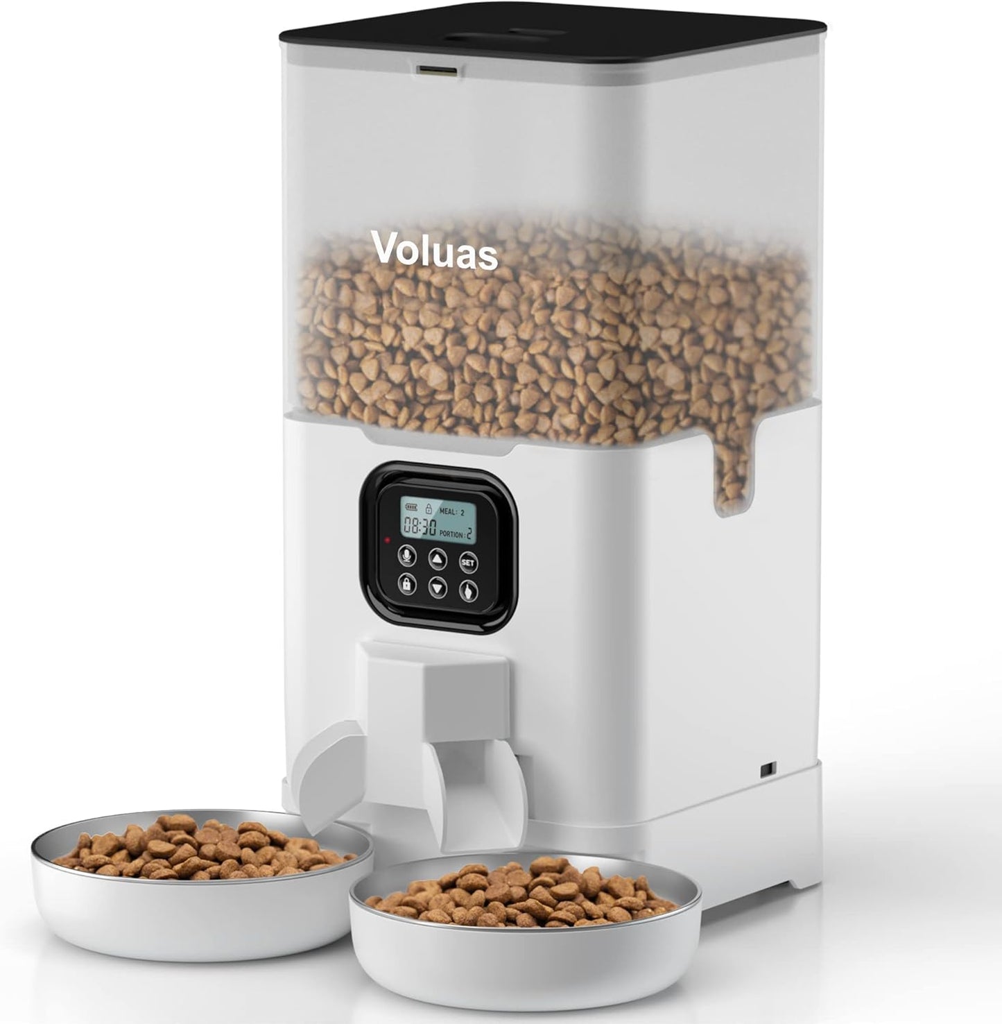 Voluas Automatic Cat Feeder for Two Cats, Double Pet Feeder with 2 Stainless Steel Bowls,6L Timed Cat Feeders with Memory Function - Image 10