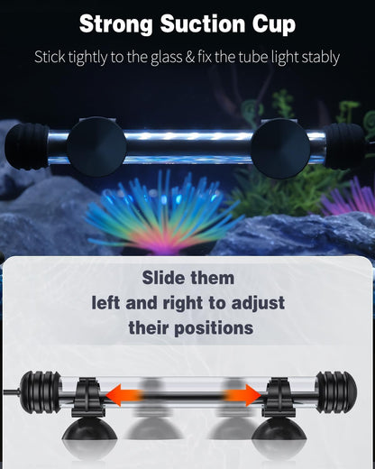 Pawfly 1.8 W Aquarium LED Light 7.5 Inch Underwater Fish Tank Light with Timer Auto On/Off Fish Tank Background Lights with 8 Lighting Modes Submersible Multi-Colored Tube Lights for Decoration - Image 6