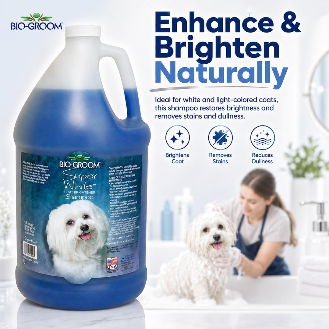 Bio-Groom Super White Shampoo 3.8 Liter jug for professional pet grooming