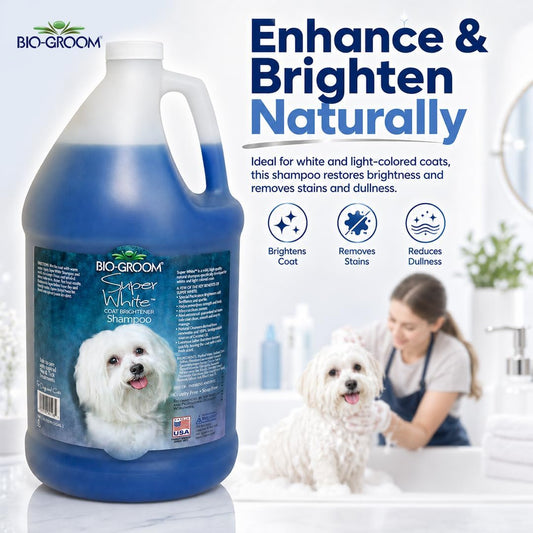 Bio-Groom Super White Shampoo 3.8 Liter jug for professional pet grooming