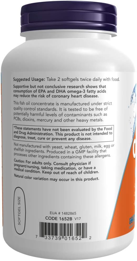 Imported health supplement packaging detailing the 180 EPA and 120 DHA ingredient breakdown.