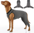 T'CHAQUE dog recovery suit with rear leg sleeve front view