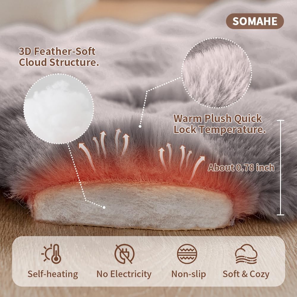 Close up of soft faux fur texture on Somahe pet bed