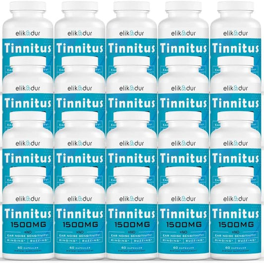 Elikadur Tinnitus Relief supplement bottle front view for ear ringing support