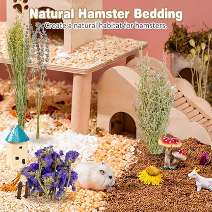 Fhiny Natural Hamster Bedding, Flower & Herb Hamster Bedding Mate Hamster Sprays Gerbil Habitat Decor Accessories for Dwarf Syrian Hamster Gerbil Mice Mouse Degus Lemming or Other Small Pets - Image 6