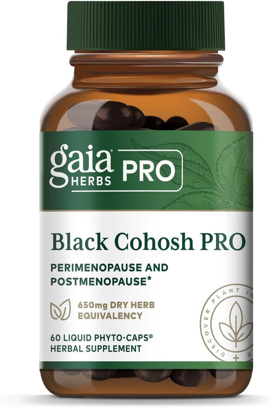Gaia Herbs Pro Black Cohosh Pro front bottle view for menopause support