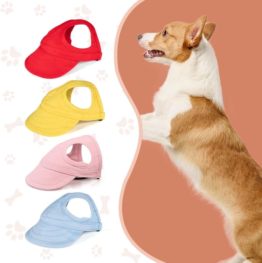 Top view of dog peaked cap with breathable canvas texture