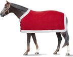 Horze holiday equestrian fleece rug detailing showing the white faux fur trim