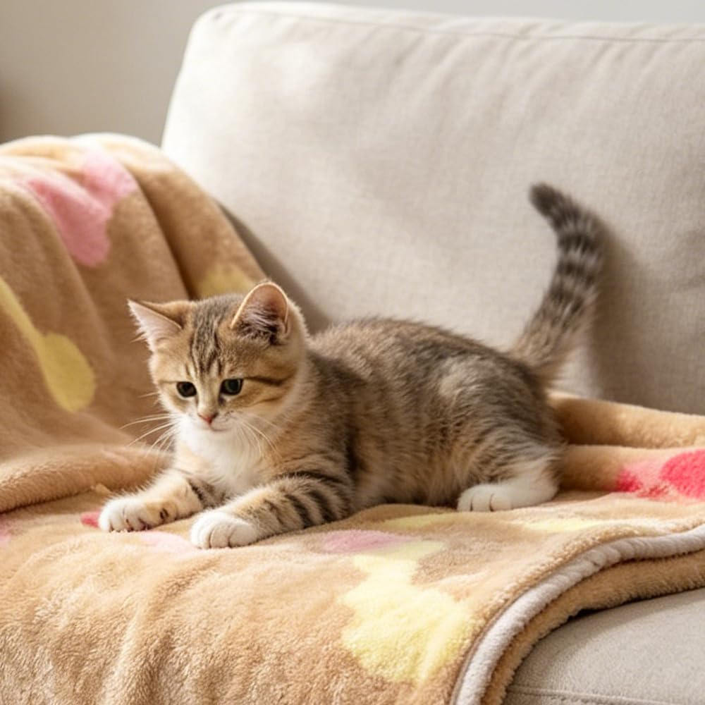 Fluffy lightweight puppy and kitten blanket in brown color