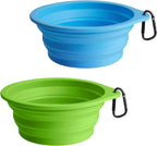 PetBonus 2-Pack Silicone Collapsible Dog Bowls, BPA Free Dishwasher Safe, Portable Foldable Expandable Travel Bowl, Food Water Feeding Cup Dish for Dogs Cats with 2 Carabiners (Turquoise, Tan) - Image 9