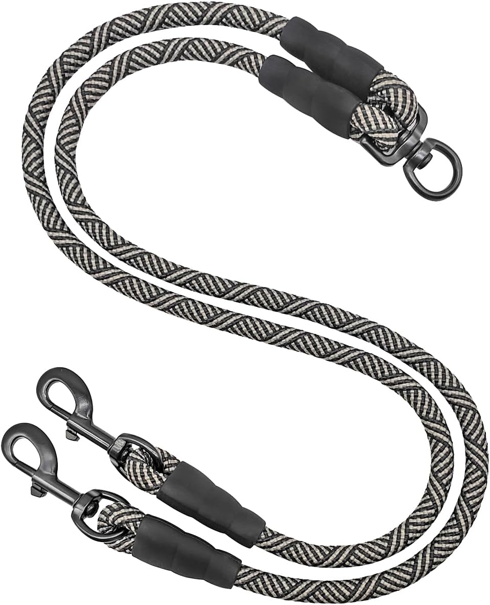 Mycicy double dog leash coupler front view heavy duty dual pet lead splitter