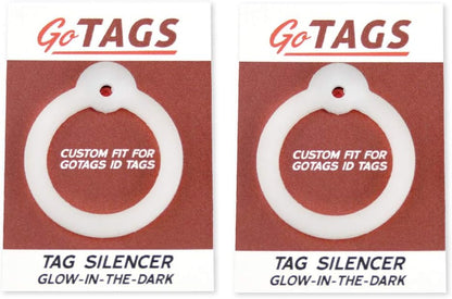 Durable pet tag protector showing flexible silicone material stretch
