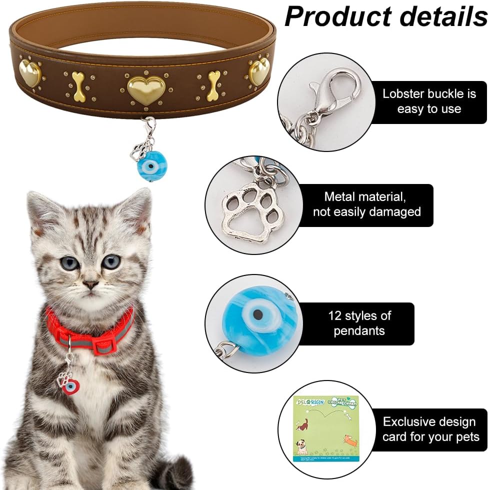 Round blue evil eye protective pet amulet showcasing the smooth glazed finish designed to prevent skin irritation.