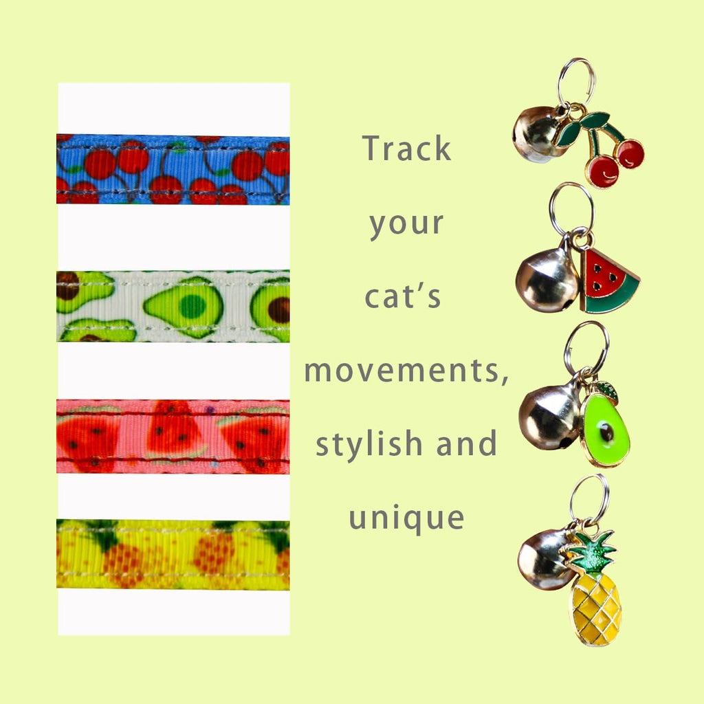 Yizepet cute kitty collar in yellow pineapple pattern with attached tracking bell