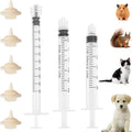 YIBIKEHO Pet Feeder Syringe Kit front view showing three syringes and five silicone nipples.