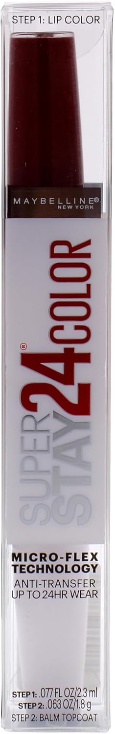 Authentic imported Maybelline Super Stay lipstick tube in classic red shade
