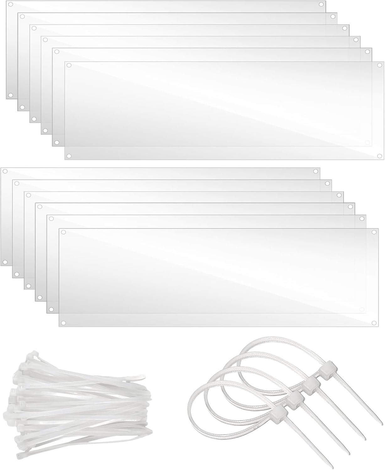 12 Pcs Cage Guard 13.8"x4.7" with Zip Ties Scatter Guard Clear Cage Liner Flexible Side Lining for Rabbit Guinea Pig C&C Metal Wire Playpen - Image 1