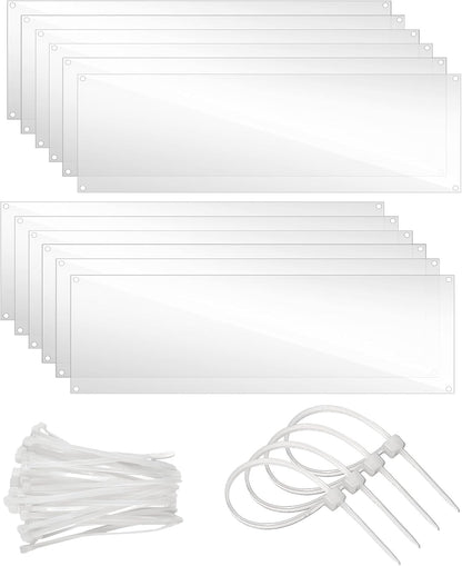 12 Pcs Cage Guard 13.8"x4.7" with Zip Ties Scatter Guard Clear Cage Liner Flexible Side Lining for Rabbit Guinea Pig C&C Metal Wire Playpen - Image 1
