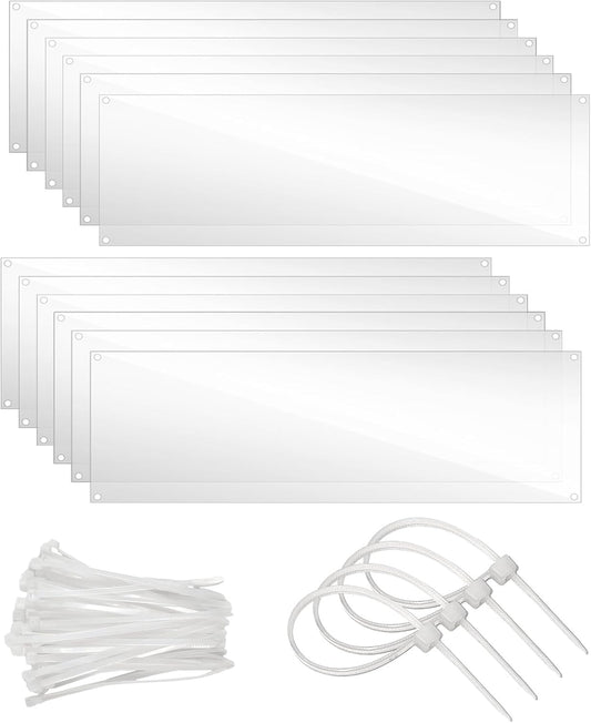 12 Pcs Cage Guard 13.8"x4.7" with Zip Ties Scatter Guard Clear Cage Liner Flexible Side Lining for Rabbit Guinea Pig C&C Metal Wire Playpen - Image 1