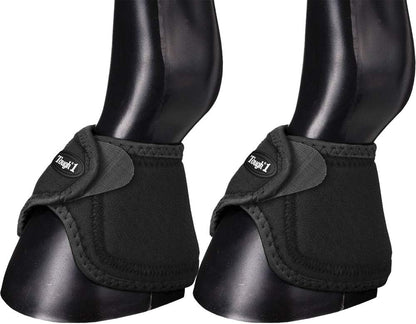 Tough 1 perforated neoprene horse bell boots in a secure closed position