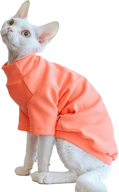 Sphynx Cats Warm Fleece Shirt Cat Turtleneck Undershirt Thermal Hairless Cat Clothes for Sphynx, Devon, Cornish Cat Clothes and Small Kitten and Dogs (Blue Pinstripe, Small) - Image 10