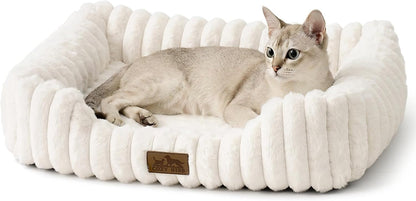 Orthopedic Dog Bed for Small Dogs & Cats - Washable Rectangle Pet Bed with Anti-Slip Bottom, Soft Calming Cat & Puppy Bed for Indoor Pets (25"x21"x6", Cream) - Image 11