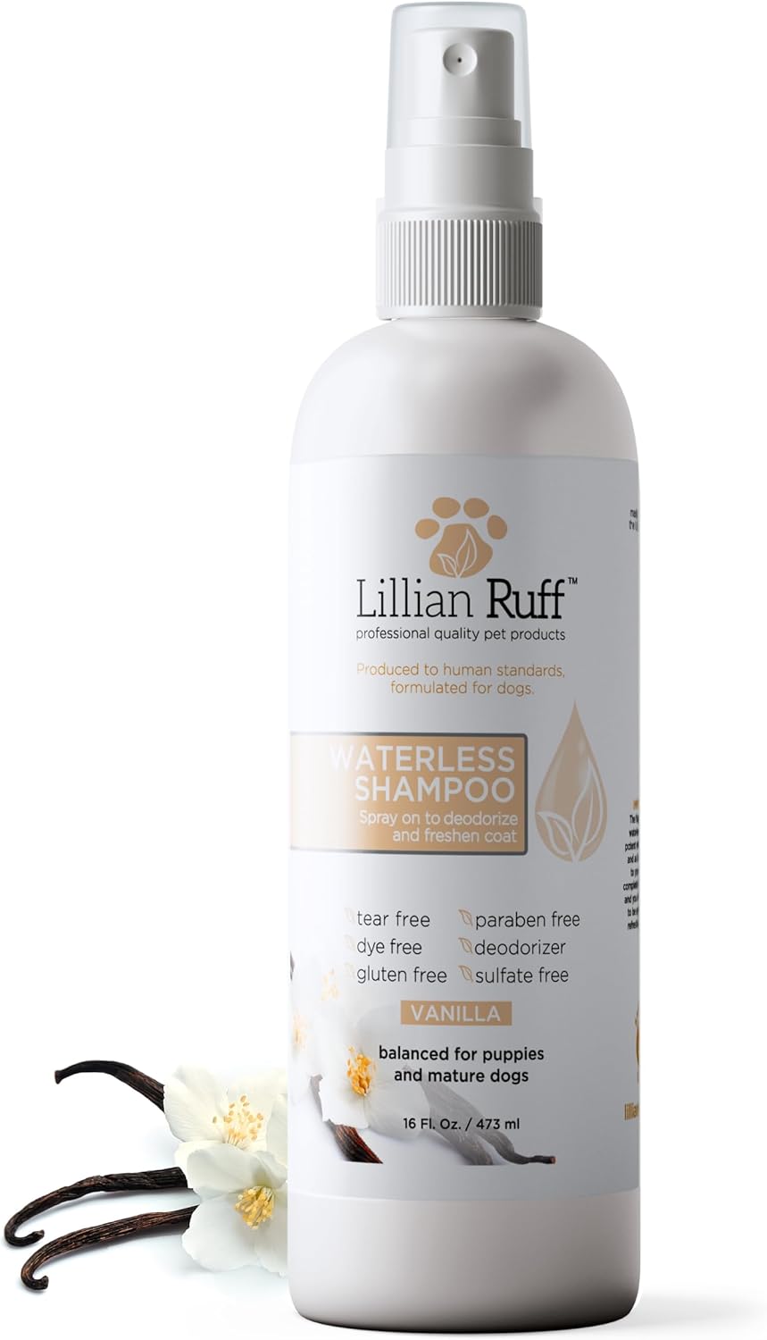 Lillian Ruff essential oil infused dog dry shampoo lifestyle shot