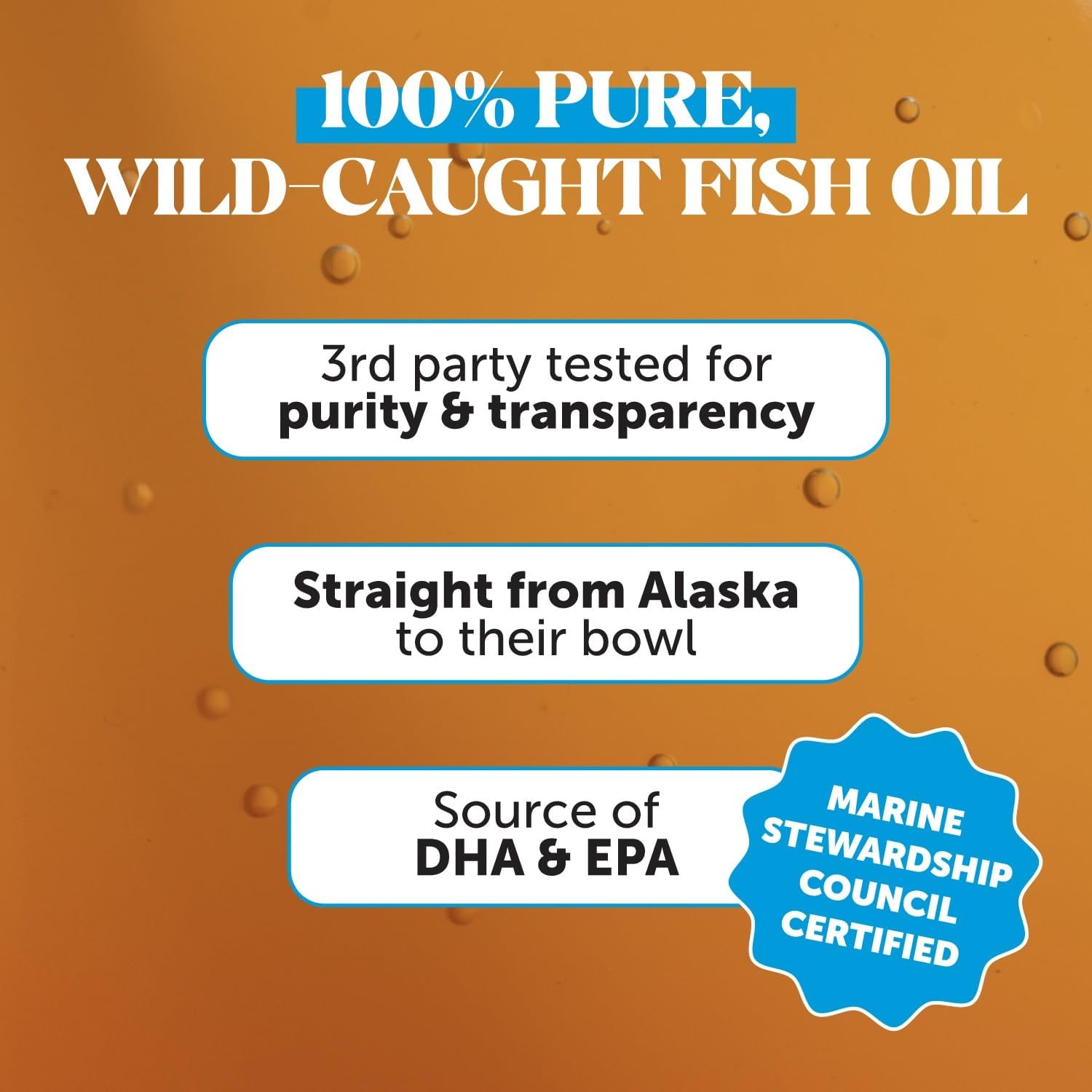 Premium 32 Fluid Ounce Pet Honesty dog fish oil bottle with mess free pump dispenser