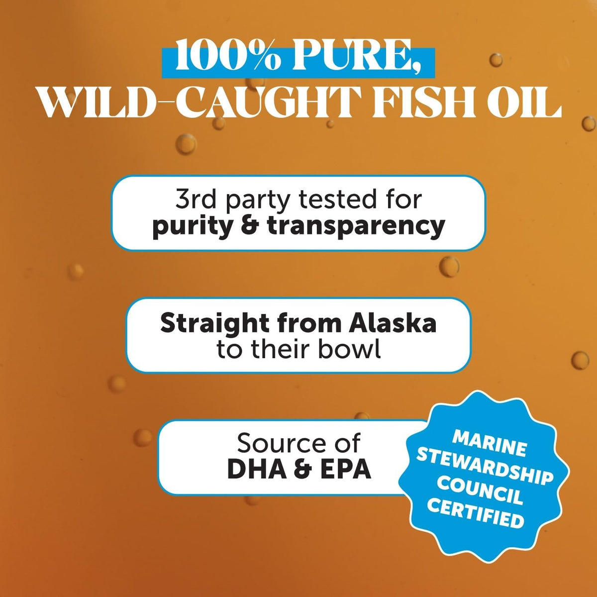 Premium 32 Fluid Ounce Pet Honesty dog fish oil bottle with mess free pump dispenser
