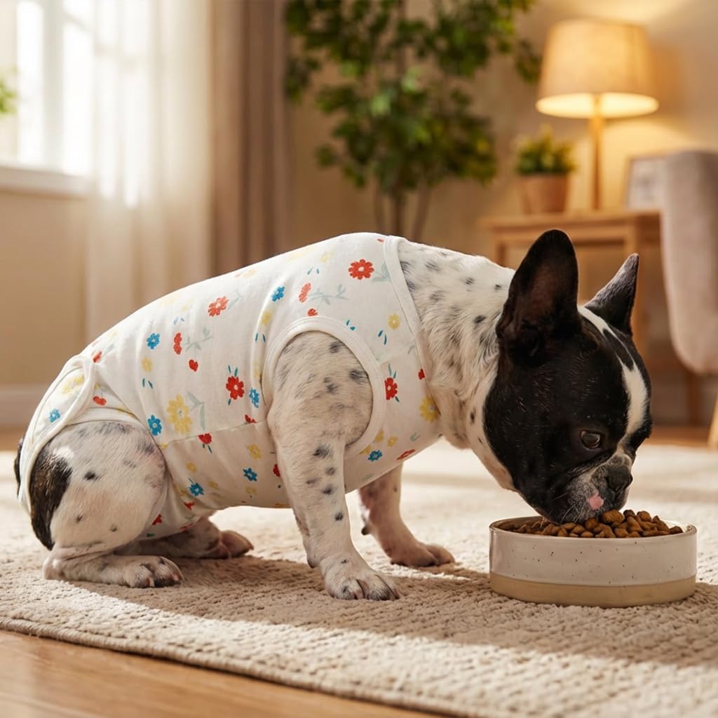 Paipeper puppy surgical bodysuit back view showing adjustable velcro closure